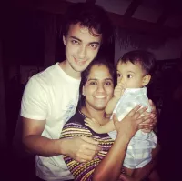   Ahil Sharma with Aayush Sharma and Arpita Khan 