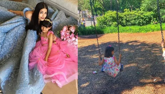 Picture Of Aishwarya Rai Bachchan And Aaradhya Bachchan Enjoying Swing