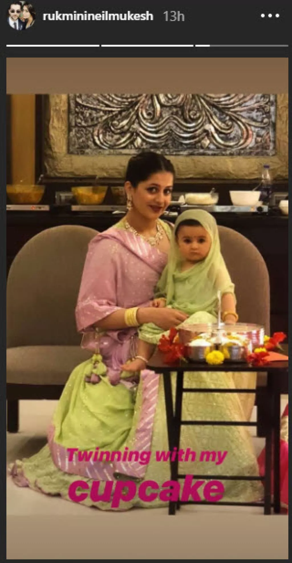 Neil Nitin Mukesh's Wife, Rukmini Twins With Daughter, Nurvi In Green