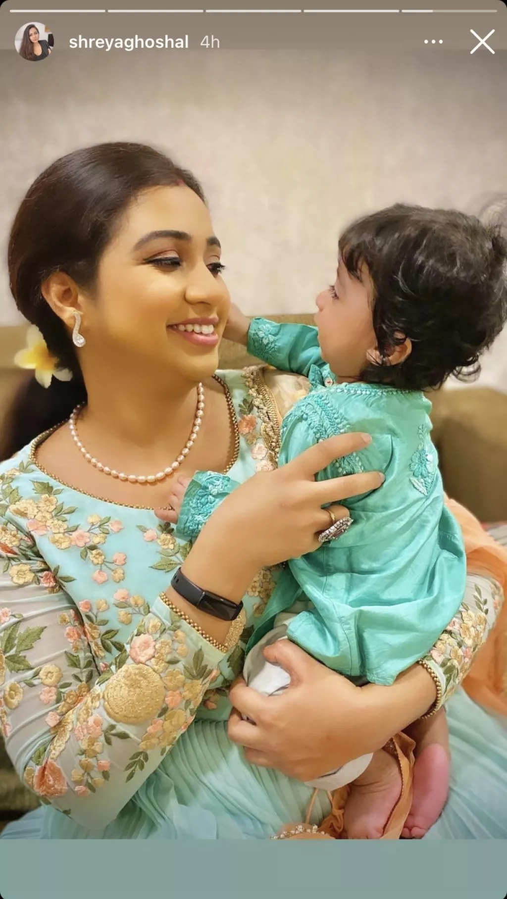 Shreya Ghoshal Twins With Her 5 Months Old Son Devyaan In Blue For His First Diwali Celebration