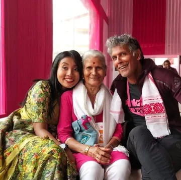 Milind Soman Trying To Copy Ankita Konwar By Dancing On Bihu Music Is