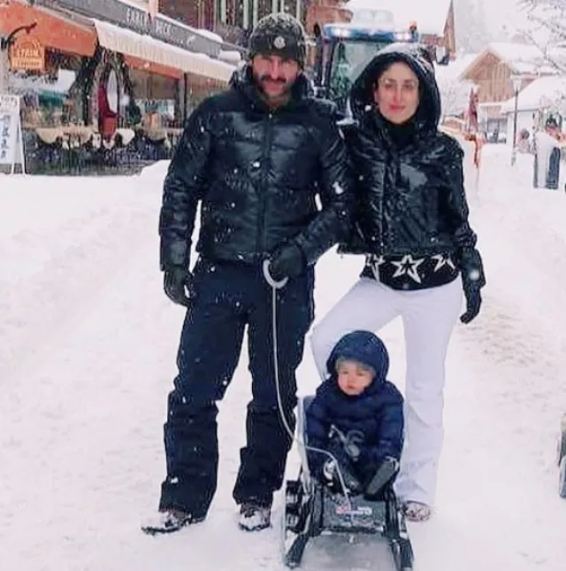 Taimur Ali Khan Enjoying His First Snowfall With Mom And Dad In Swiss ...