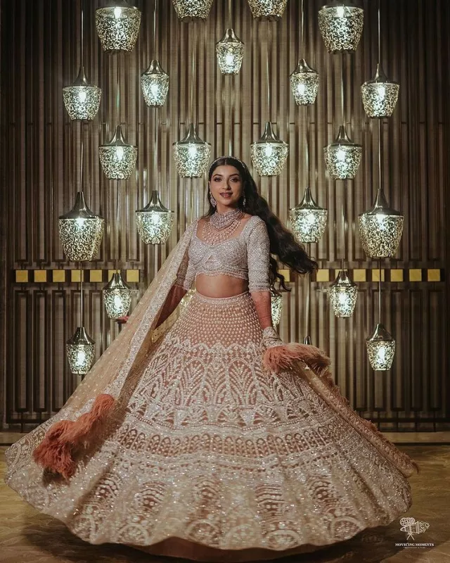 Bride Flaunted A Stone Studded White Lehenga From Her Label, Dazzled In ...