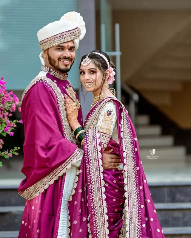 Marathi Bride Wore Nauvari Saree With Goddess Rukmini Motif, Flaunts ...