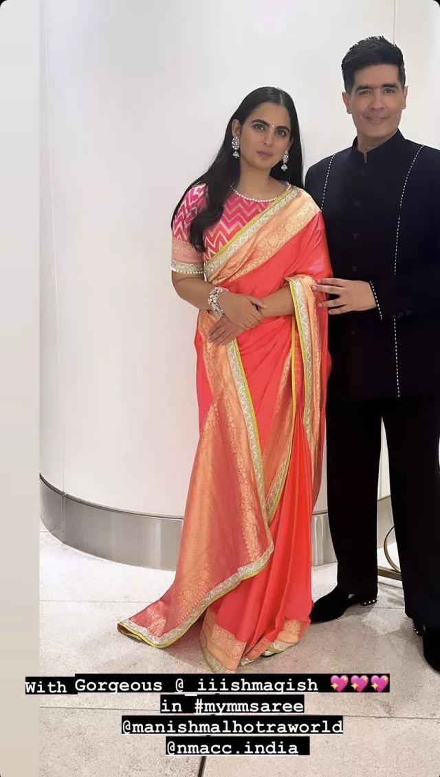 Isha Ambani Stuns In A Gorgeous Bright Pink Saree From Manish Malhotra