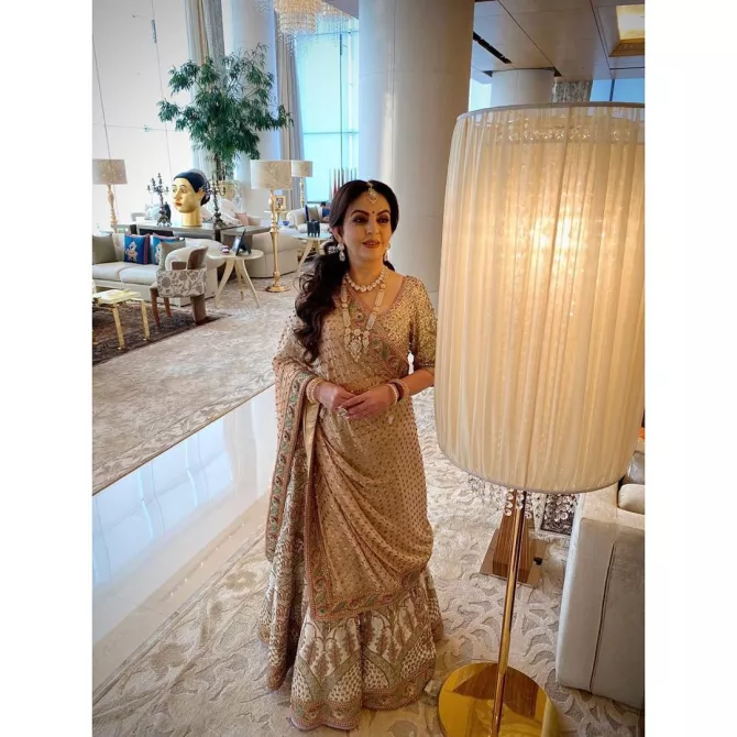 Nita Ambani Looks Breathtaking In An Ivory Lehenga, Proves That She Is 