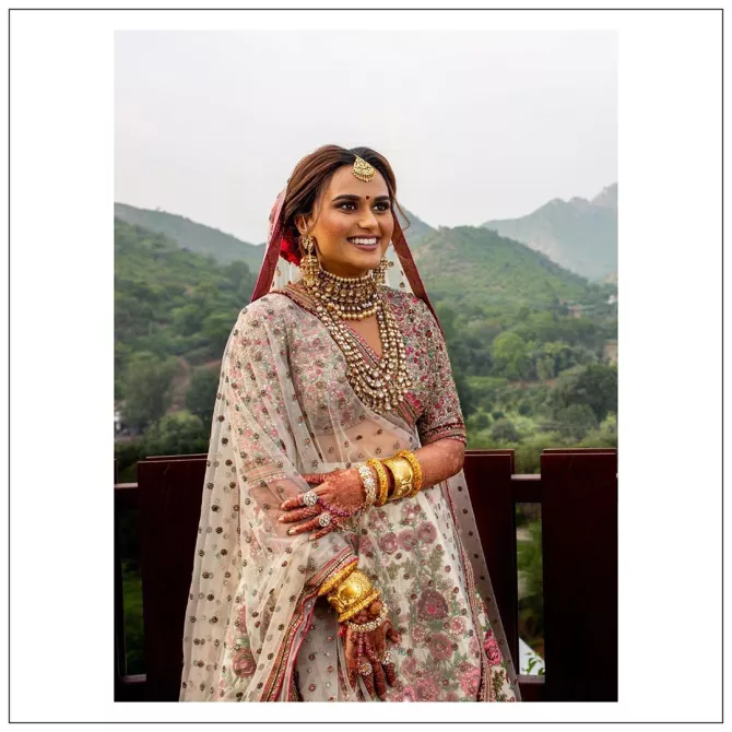 sabyasachi white floral lehenga