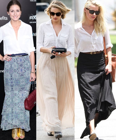 #7. White shirt with maxi skirt