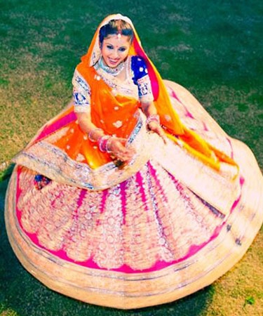 Beautiful colours in a bridal lehenga