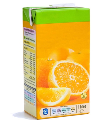 Fruit juices in tetra packs