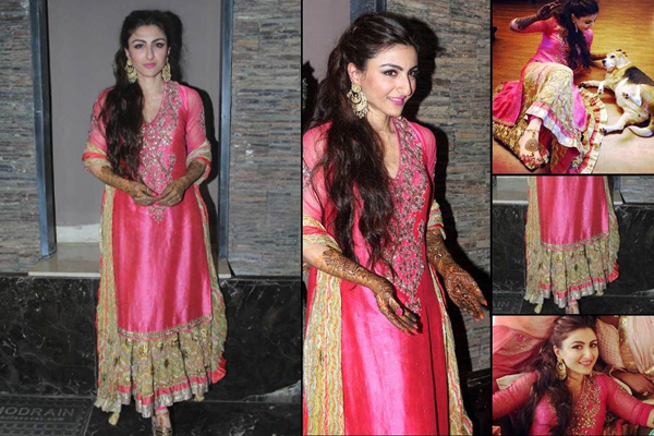 celebrity mehendi outfits