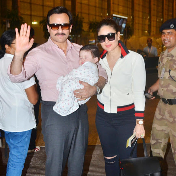 New Pics Of Taimur Sleeping In Daddy Saif's Arms Before Flying To Alps ...