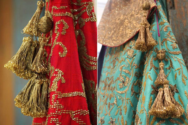 Satin Traditional Customized Handmade Bridal Lehenga, Blouse, Bangles Latkan  /Lehenga Tassel for Bride, Wedding Occasion (Green, Red , Standard) :  Amazon.in: Home & Kitchen