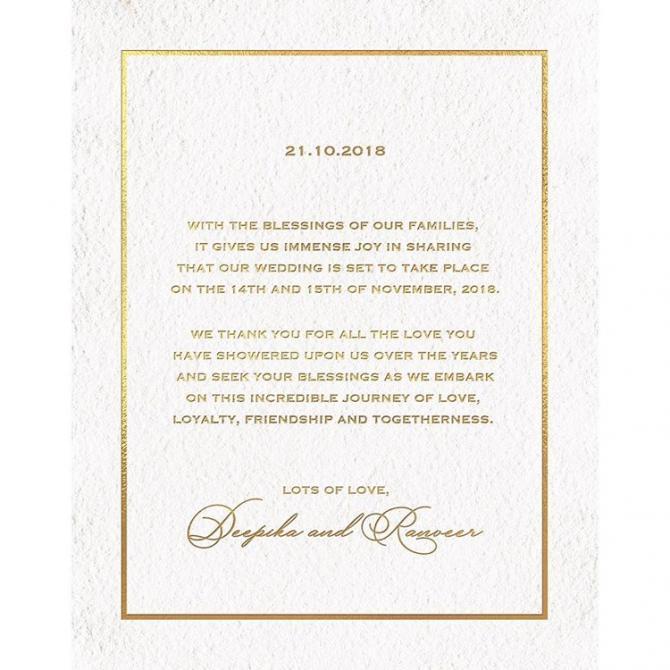 Deepika's wedding invite