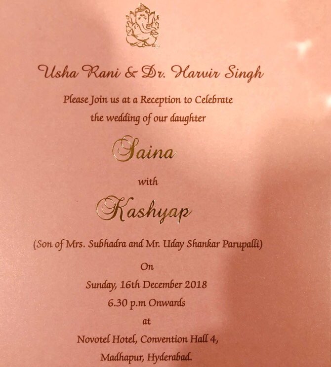 Saina Nehwal And Parupalli Kashyap S Wedding Invitation Card Is Very Unusual And Unique Pic Inside