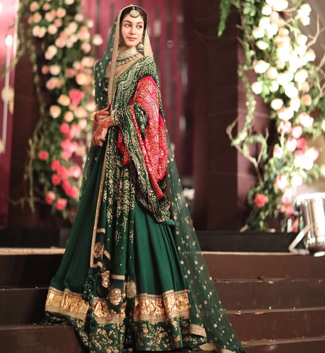 Green lehenga bridal clearance pakistani