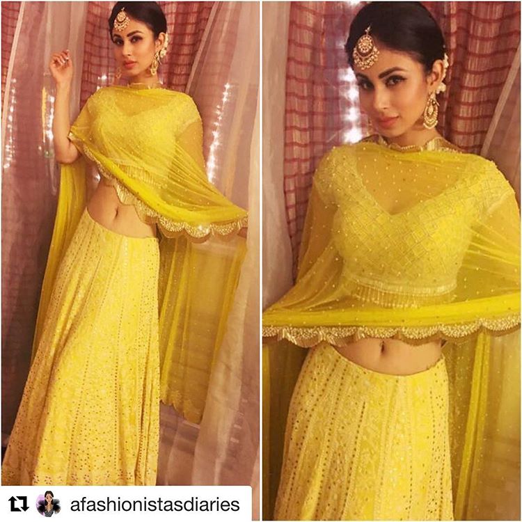 Blouse Design for Lehenga, Mouni Roy's lehenga blouse designs for parties