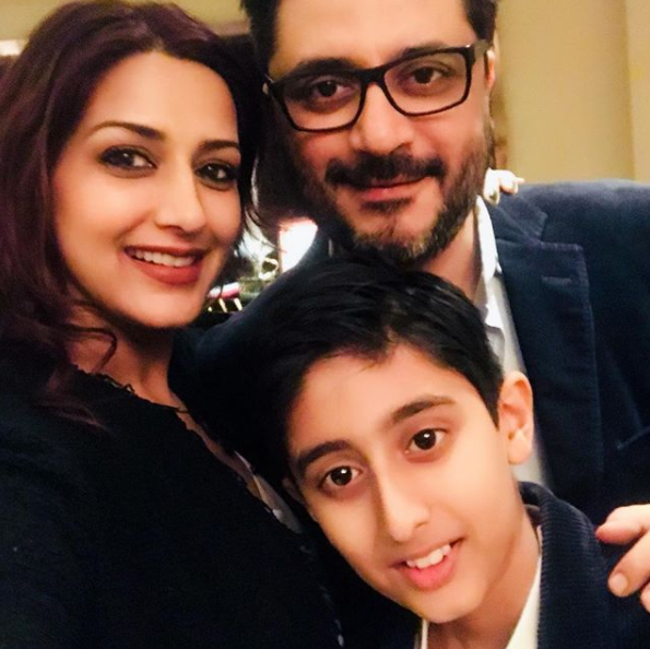 Sonali Bendre and Goldie Behl with their son