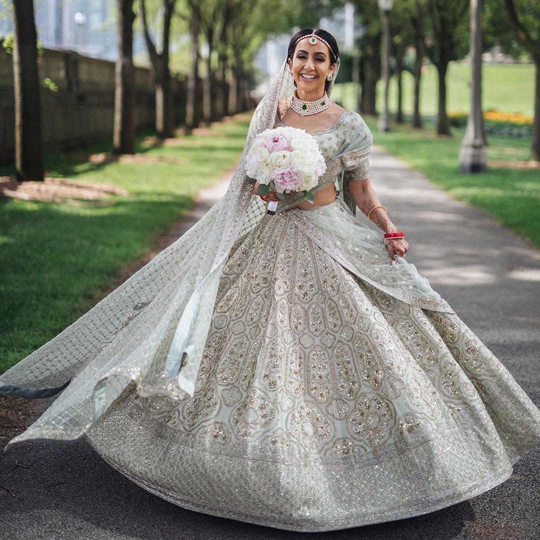 Buy Bollywood Sabyasachi Mukherjee Inspired silk Teal Greenlehenga in  colour from India