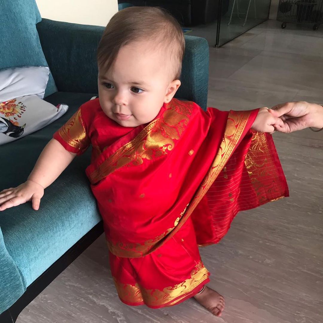 cute baby with saree