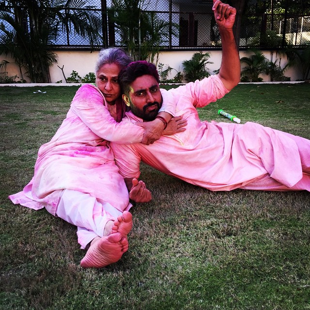 Jaya Bachchan and Abhishek Bachchan