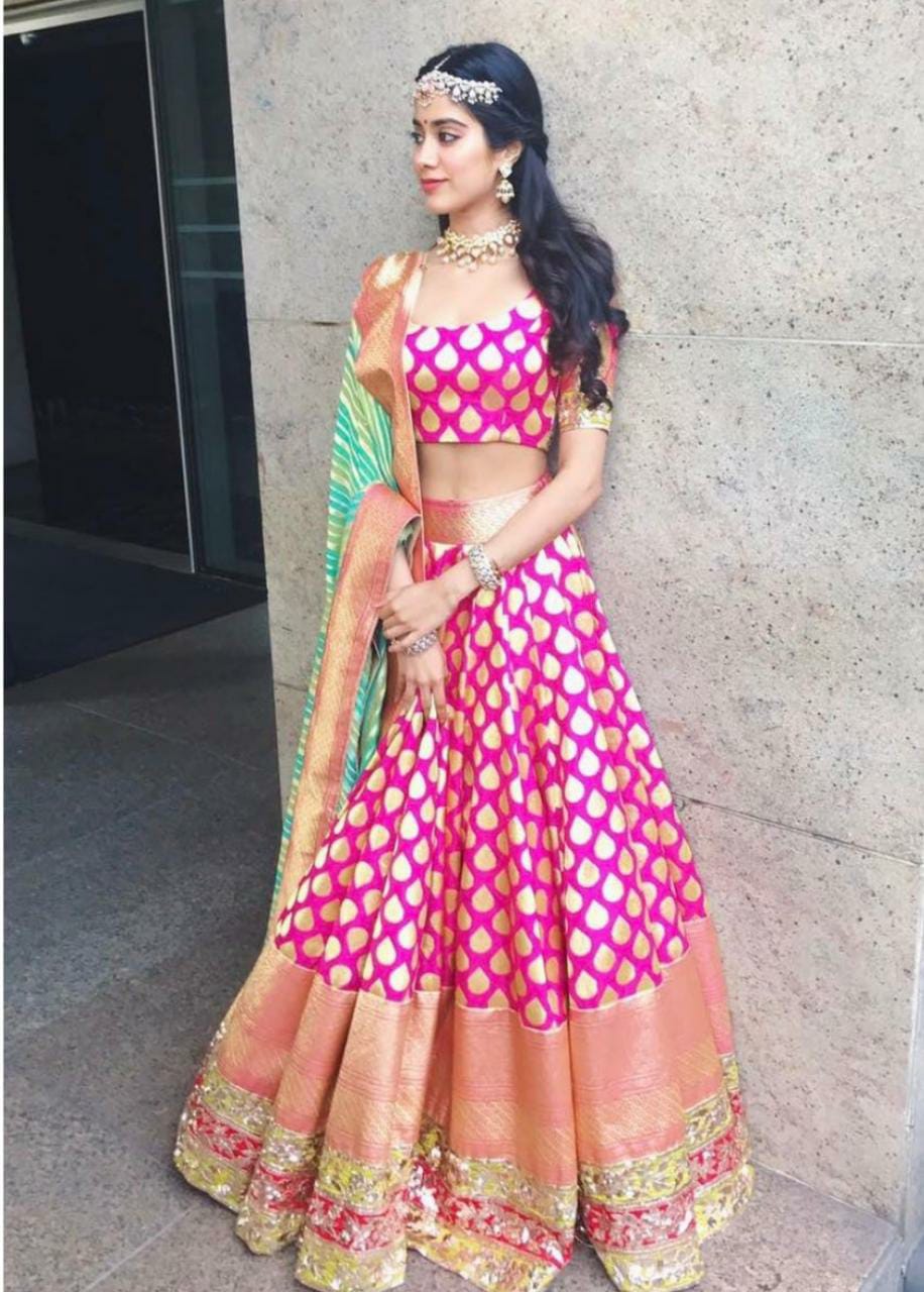Pink Color Designer Style Exclusive Pure Banarasi Silk Lehenga Choli in  Umbrella Pattern, Party and Wedding Wear Banarasi Silk Lehenga Choli - Etsy
