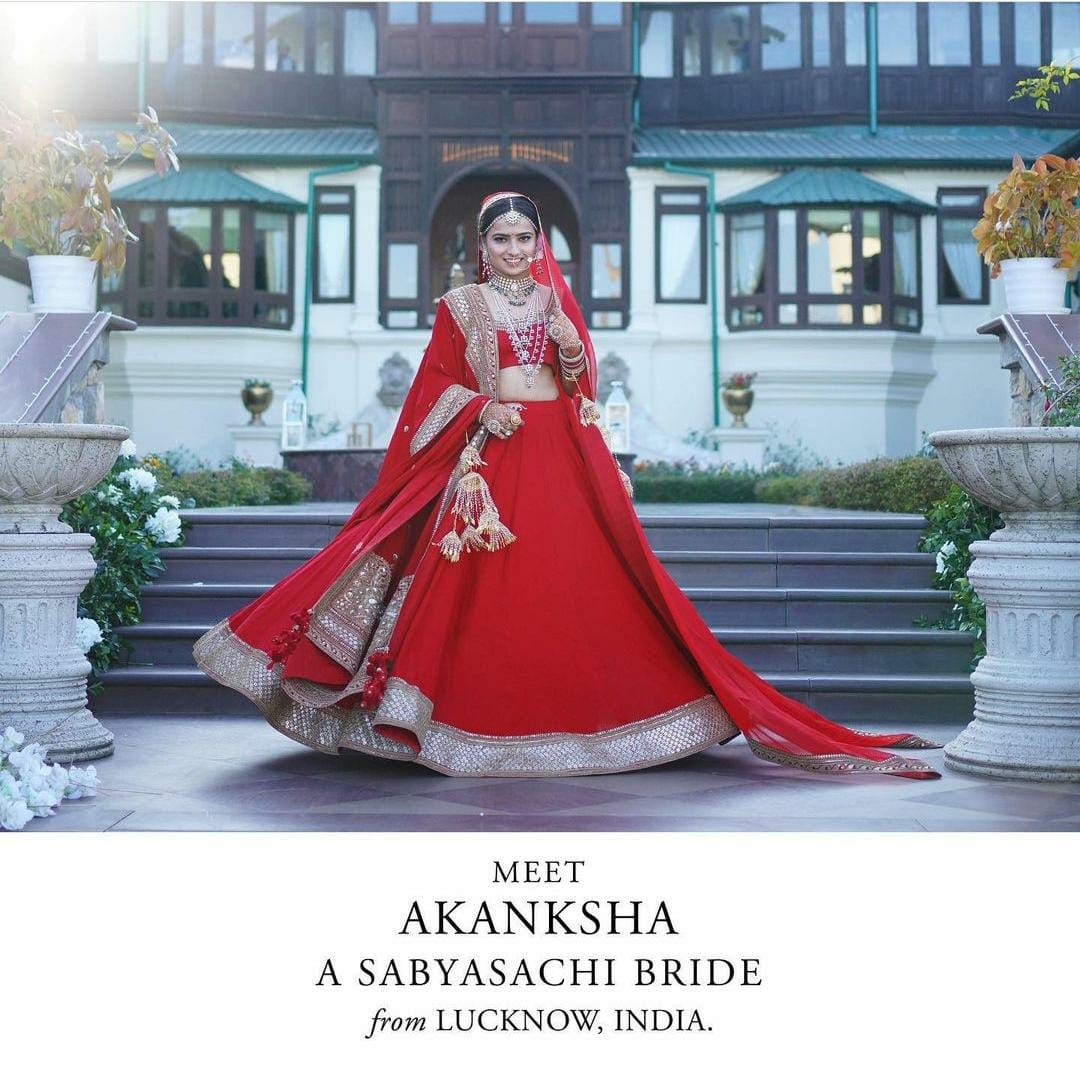 Shop Priyanka Chopra Wedding Lehenga Online | Sabyasachi Inspired Red  Lehenga – Sunasa