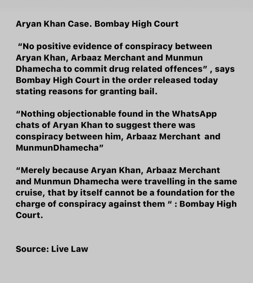 Bombay High Court On Aryan Khan Case