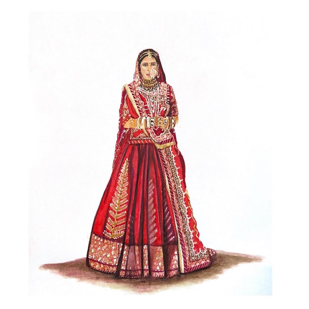 Rajasthani Bride Designed A Red 'Poshak' With Traditional White 'Chooda ...