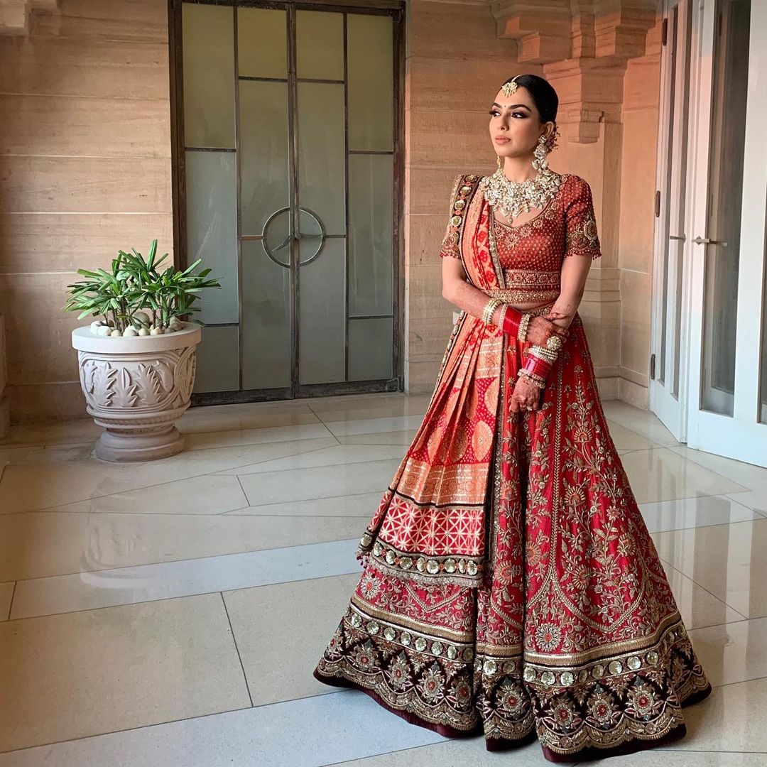 Peach Colour Lehenga in Net Fabric With Sequin,Thread Work.