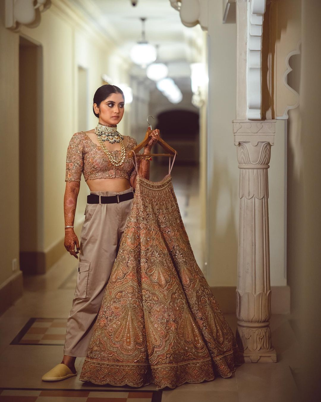 Wedding Wear Brown Color Designer Two Tone Fancy Velvet Embroidered Wo –  Lehenga Closet