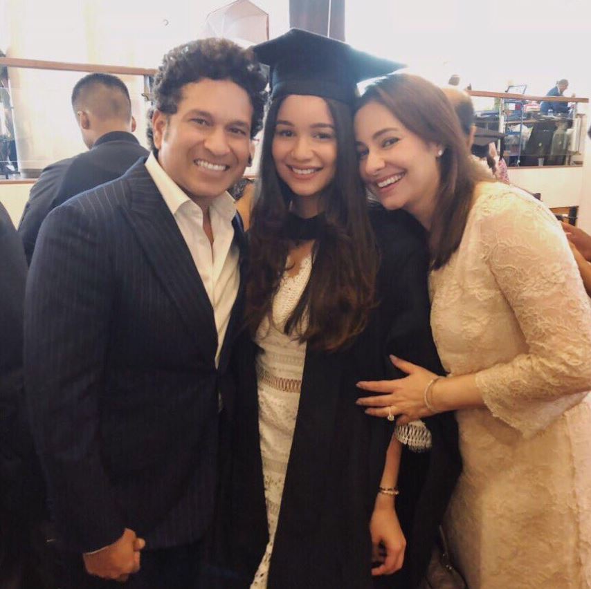 Sachin Tendulkar, Anjali Tendulkar and Sara Tendulkar