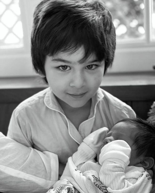 Taimur Ali Khan and his newborn brother