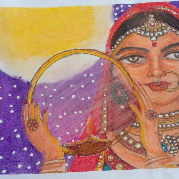 Hand Drawn Character Illustration of Karwa Chauth Couple, Happy Karva Chauth-  Hand Drawn Character Drawing of Couple Cebrating Stock Vector -  Illustration of kalash, design: 232558275