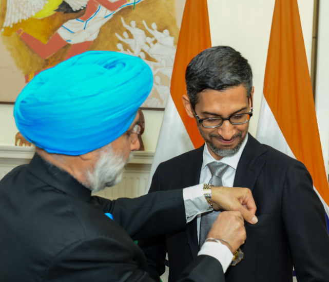 Sundar Pichai honoured with Padma Bhushan