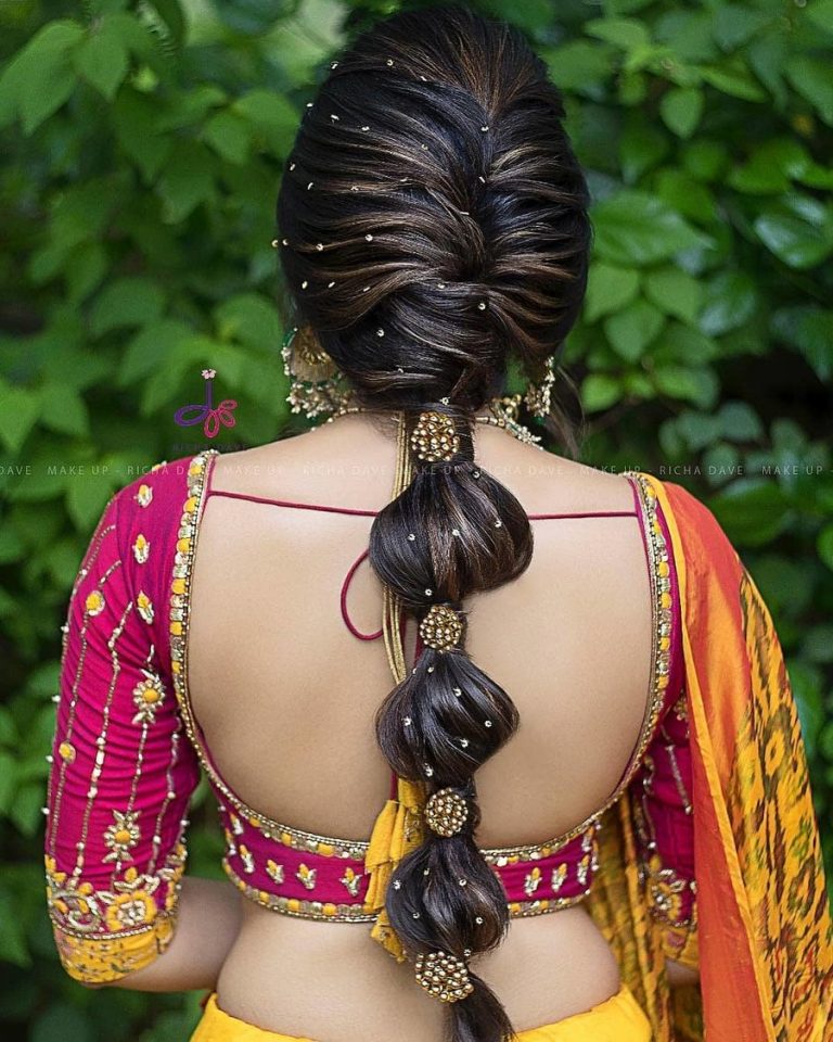 hairstyle with lehenga wedding | hairstyle with lehenga choli | hairstyle  with lehenga low buns | Lehenga hairstyles, Lehenga wedding, Lehenga choli  wedding