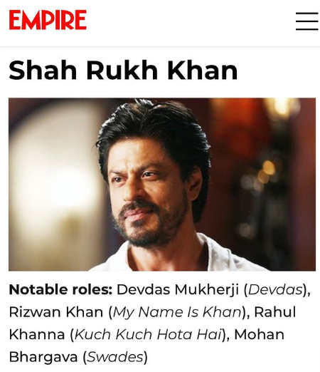 Shah Rukh Khan Only Indian To Feature In Empire Magazine's List Of 50 ...