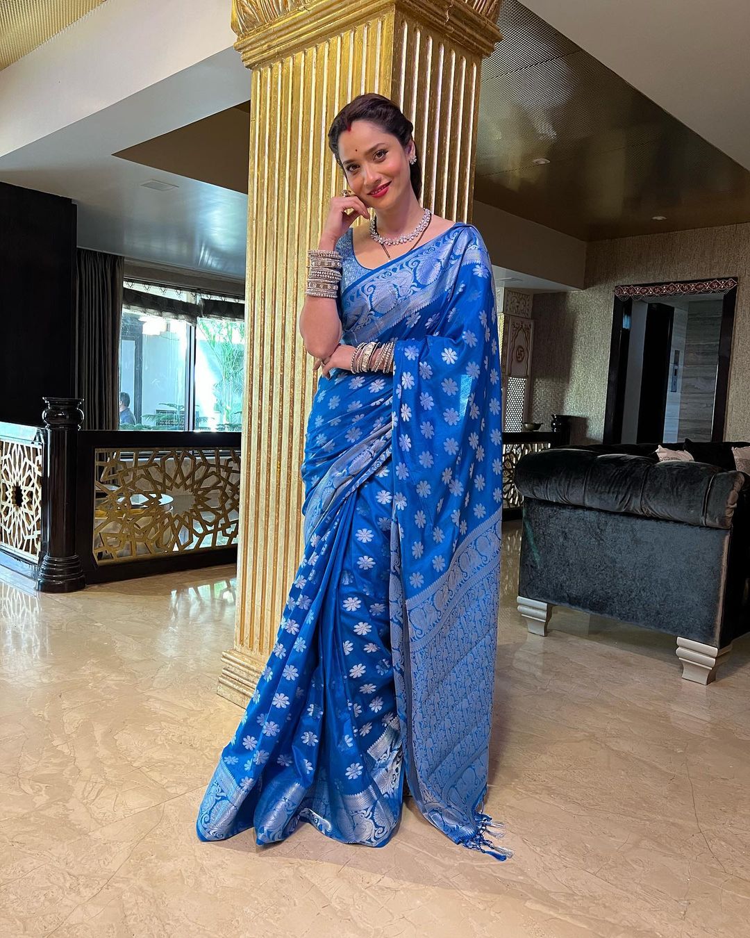 Ankita Lokhande's Royal Blue Saree Look Is Already Giving Us Festive Vibes