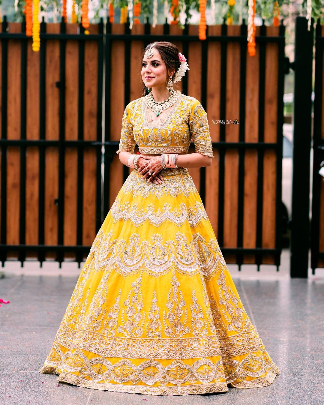 Offbeat yellow lehenga for the wedding day | Bridal lehenga, Yellow lehenga,  Indian wedding outfits