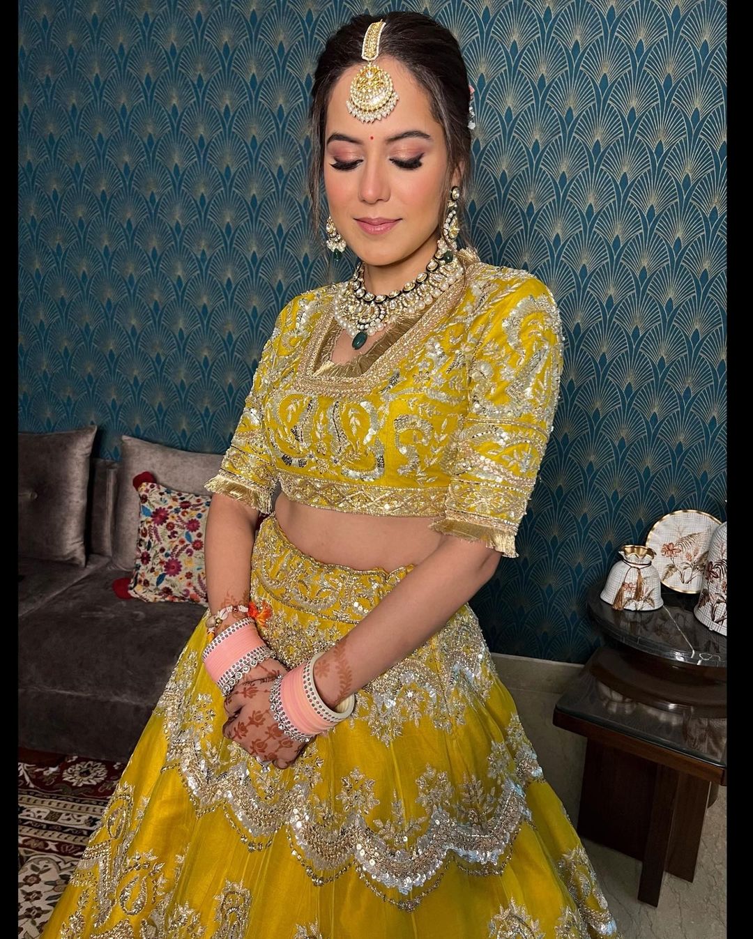 Yellow Lehenga Choli with Pastel Embroidery – Roop Sari Palace