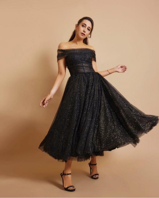 Karisma Kapoor wears a black designer gown to a Forevermark event
