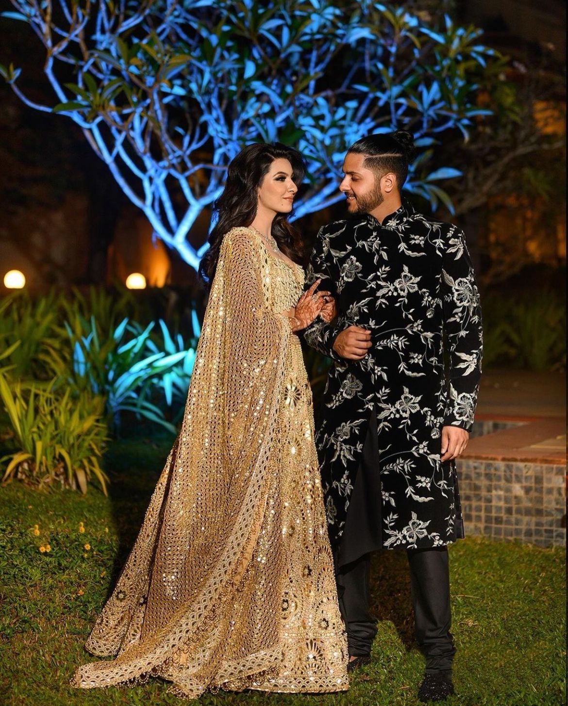 Ricco - A beautiful twist to our signature Champagne gold Lehenga with  copper and beige beadwork 🥰 for our Beautiful Bride's Wedding Reception.  #custommade #customlehenga #goldlehenga #champagnelehenga #sparklylehenga  #allsparkles #receptionfits ...