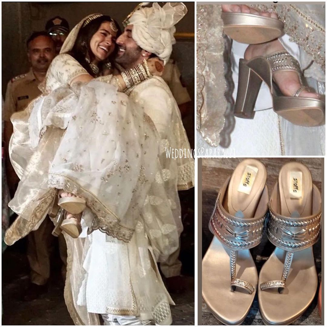 Buy House Of Pataudi Women Beige & Gold Toned Handcrafted Ethnic  Embellished Block Heels - Heels for Women 13837144 | Myntra