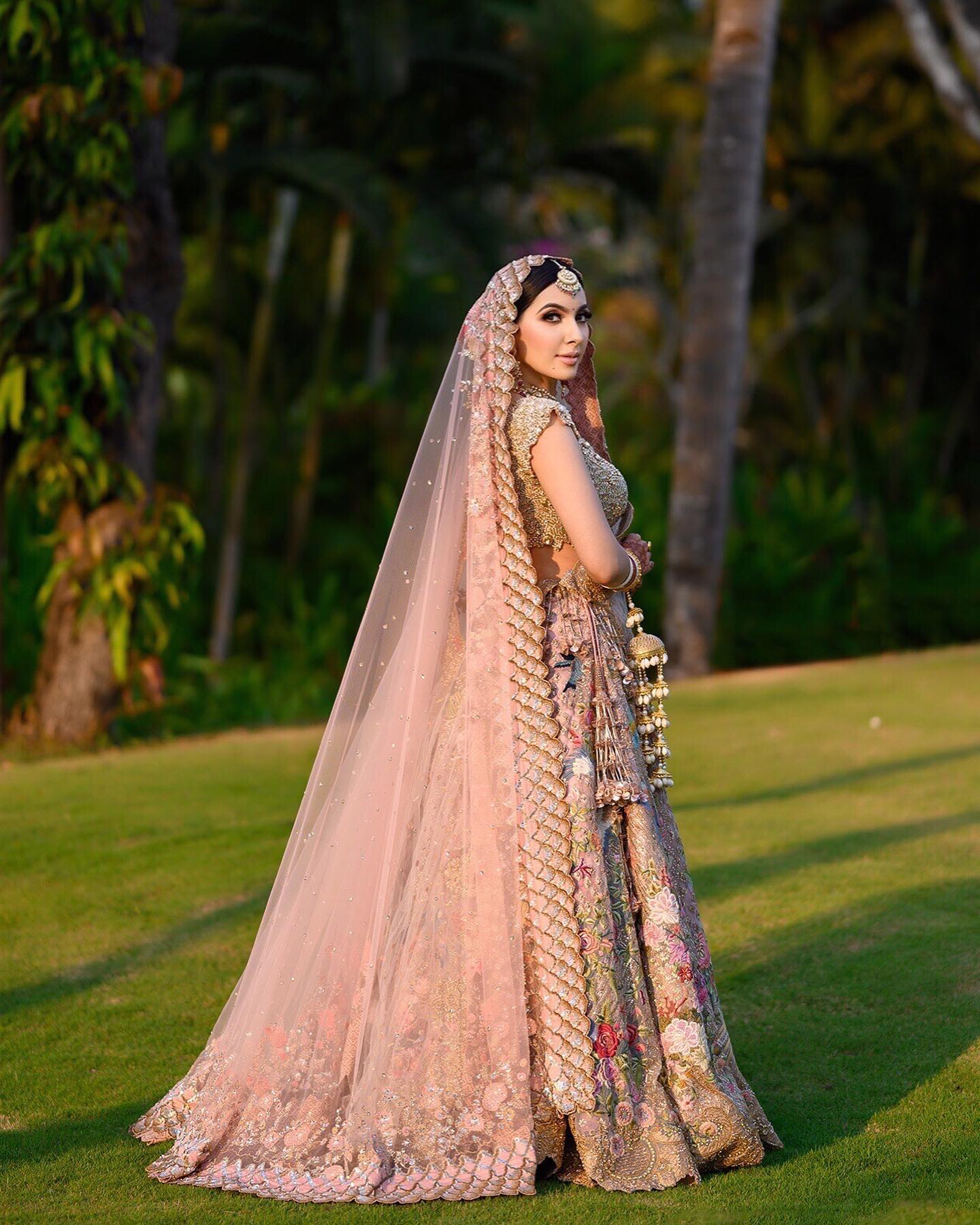 Influencer Bride Dons A Printed Versace Lehenga At Her Rehearsal