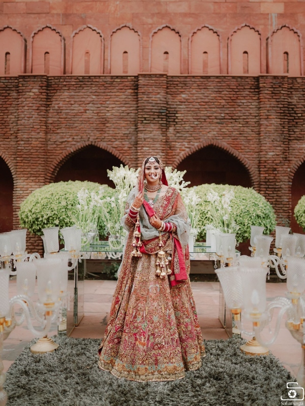 The NRI Bride Donned A Unique Lehenga With Baraat Yatra