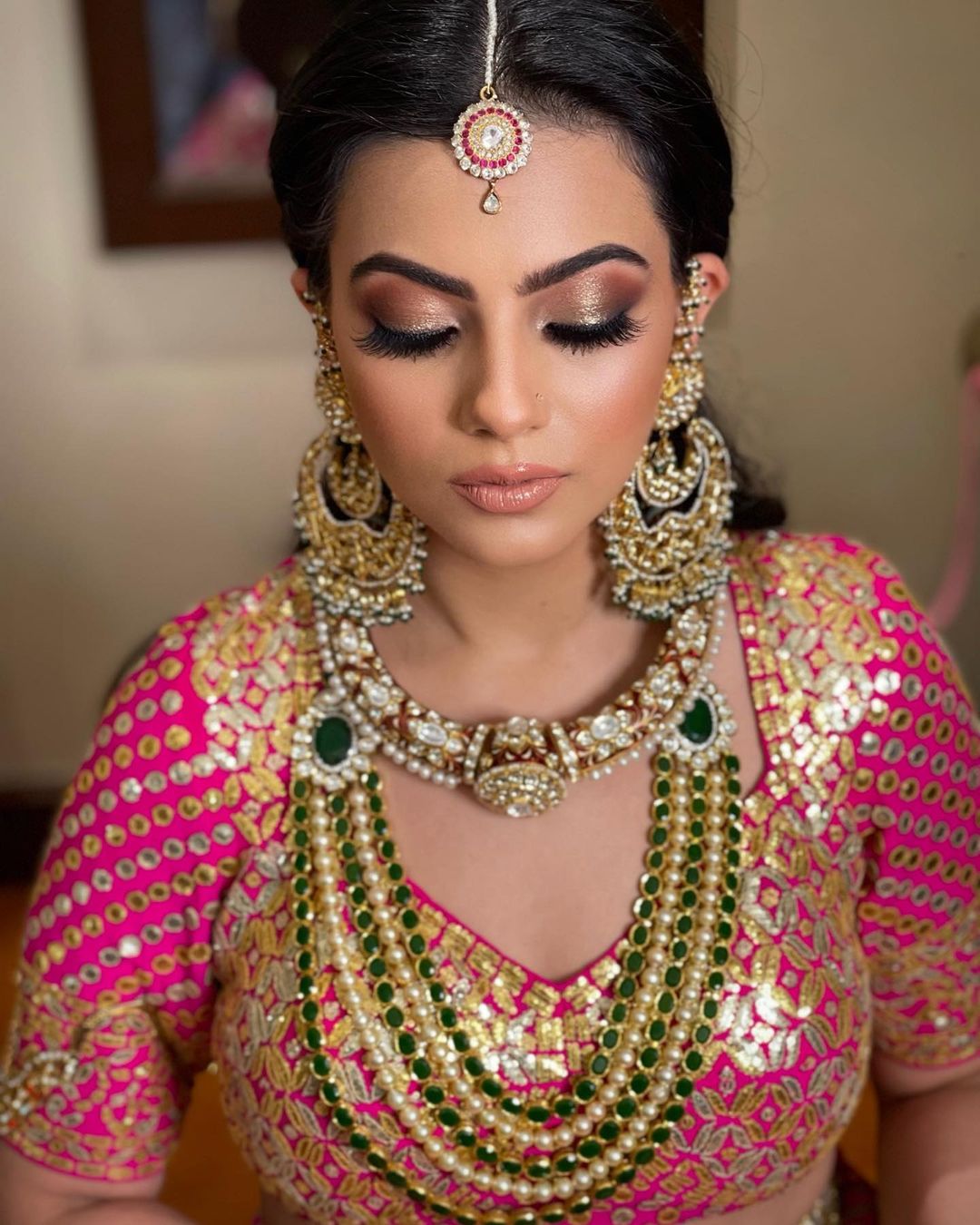 Buy Designer Rani Pink Zari Work Bridal Banarasi Silk Lehenga Choli
