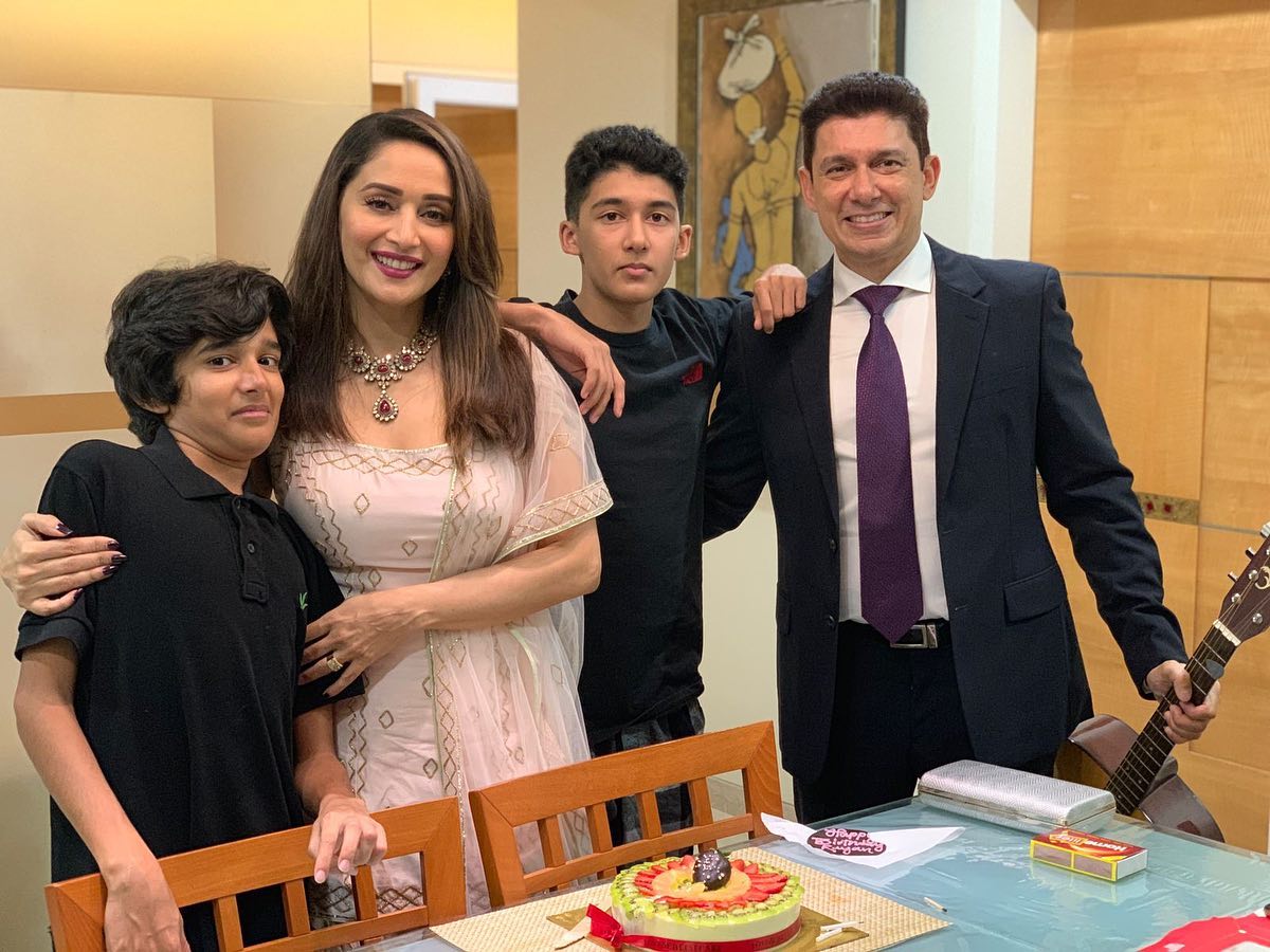 Madhuri Dixit and Shriram Nene with kids