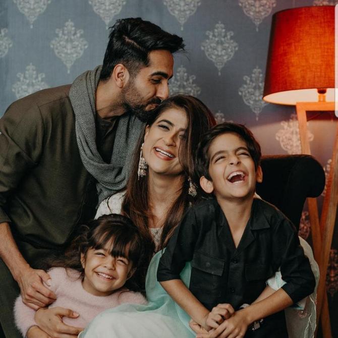 Tahira Kashyap and Ayushmann Khurrana with kids