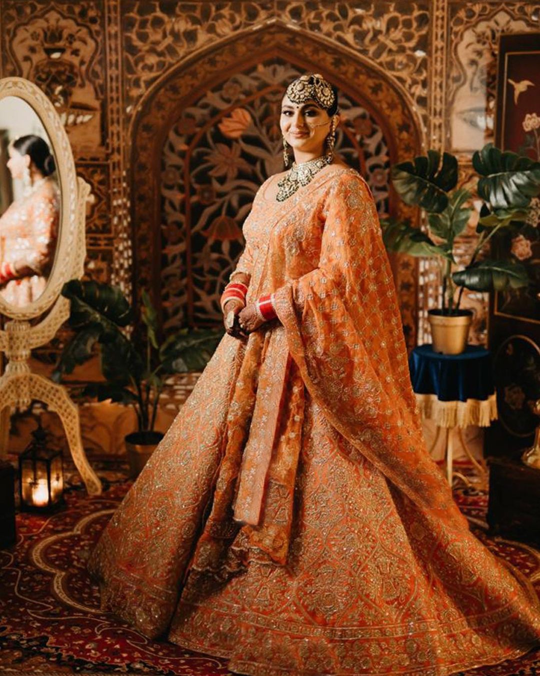 Lavanya The Label Orange & Gold-Toned Embroidered Thread Work Ready to Wear  Lehenga & Blouse With Dupatta - Absolutely Desi