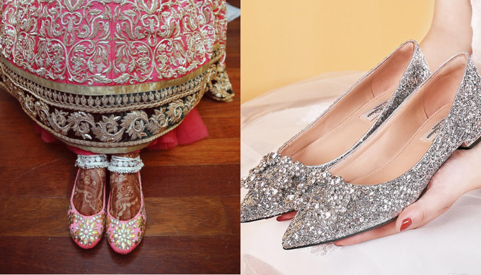 Indian Glitter Work Footwear | Mojaris, Sandals And More | Utsav Edit